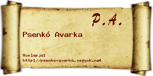 Psenkó Avarka névjegykártya
